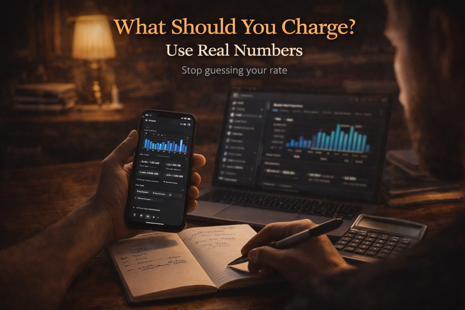 Creator calculating their rate using TikTok analytics, representing how to determine pricing based on real data.