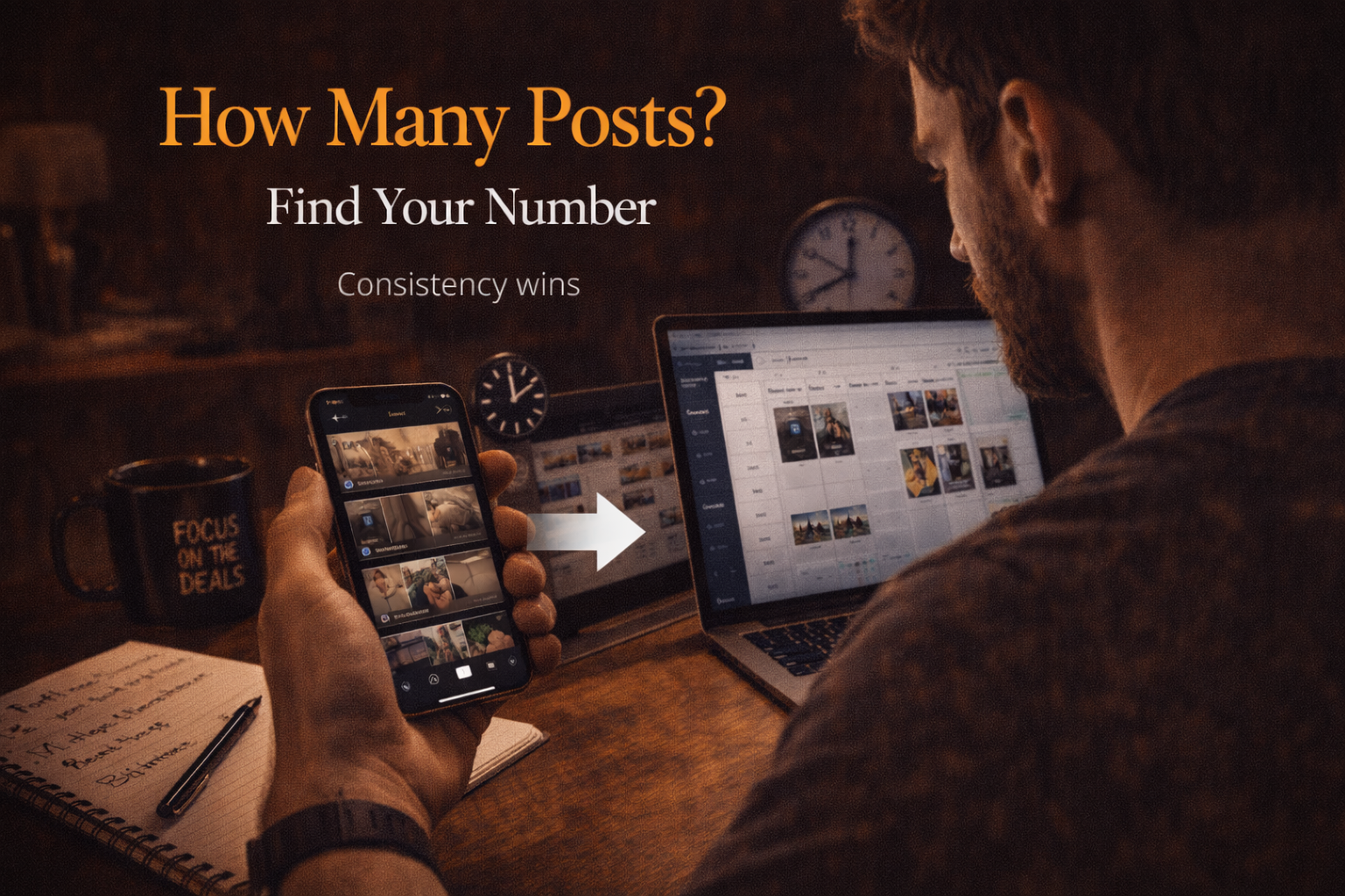 Creator planning how many TikTok videos to post per day using analytics and a content schedule.