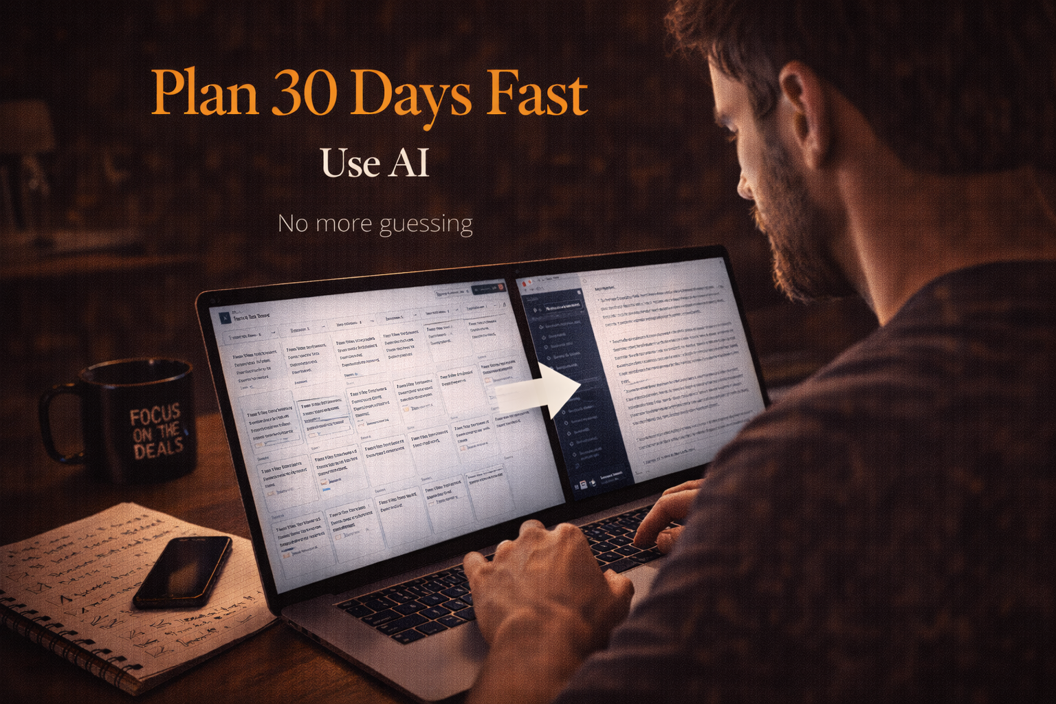 Creator using AI to plan a 30-day TikTok content calendar on a laptop.