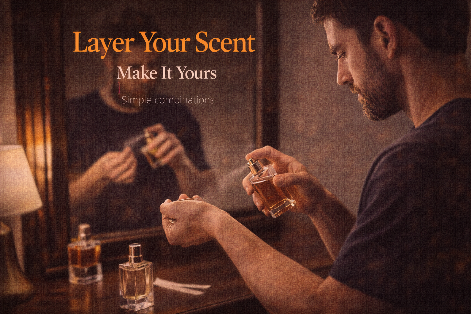 Person layering two fragrances on their skin to create a unique scent combination.